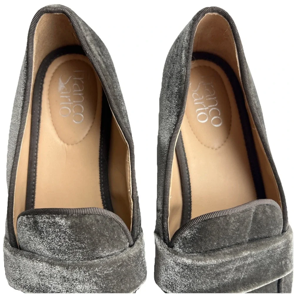 Franco Sarto L-Hudley Women's Velvet Slip On Loafers Shoes Size 9M Dark Gray‎